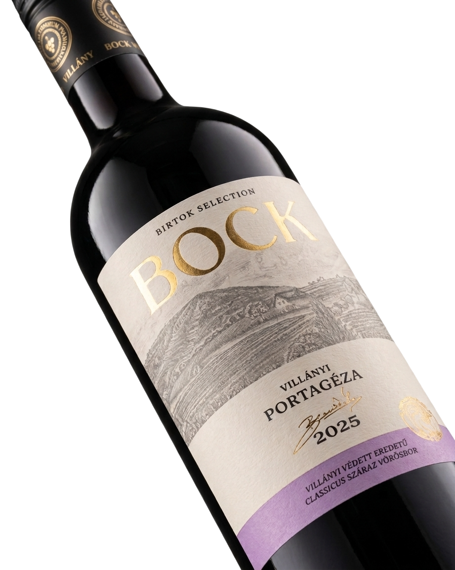 Etikett des Bock PortaGéza 2025 – ungarischer Rotwein aus 100 % Portugieser