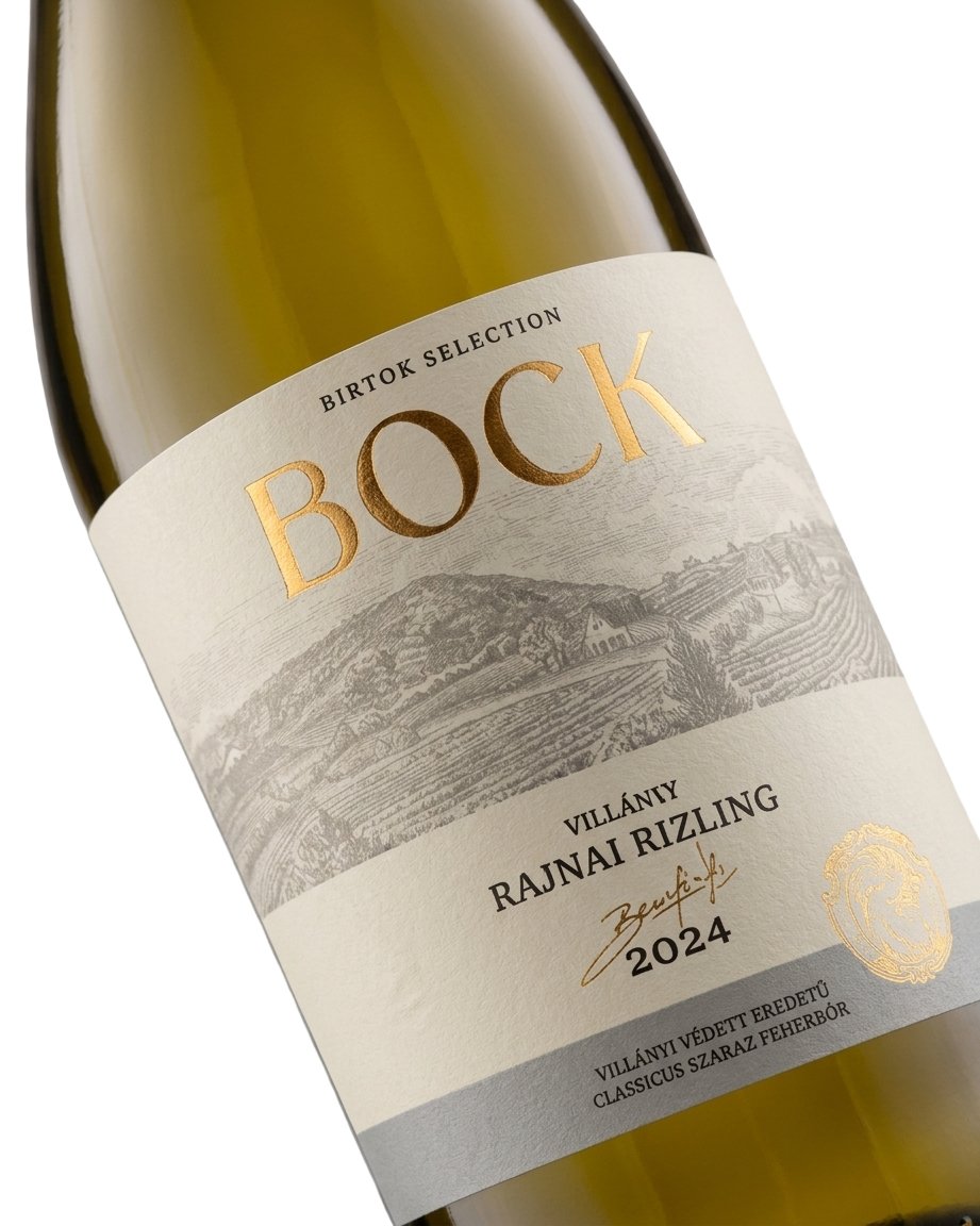Etikett des Bock Rhein-Riesling 2024 – ungarischer Rajnai Rizling